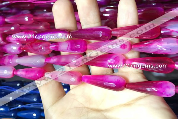 CAA2097 15.5 inches 10*30mm faceted teardrop agate beads