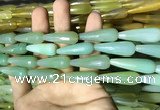 CAA2104 15.5 inches 10*30mm faceted teardrop agate beads