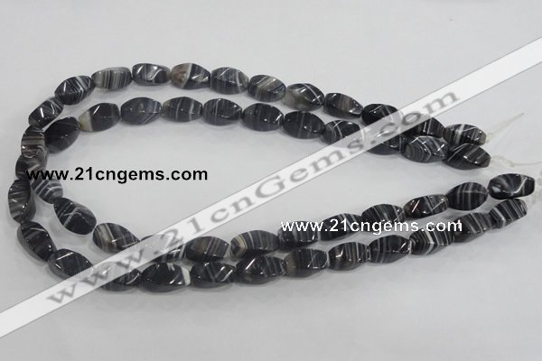 CAA214 15.5 inches 8*16mm twisted rice madagascar agate beads