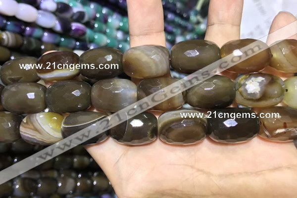 CAA2151 15.5 inches 15*20mm faceted drum agate beads wholesale