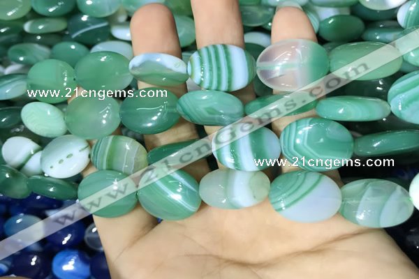 CAA2175 15.5 inches 15*20mm oval banded agate beads wholesale