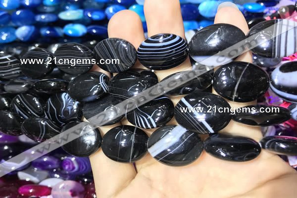 CAA2177 15.5 inches 15*20mm oval banded agate beads wholesale