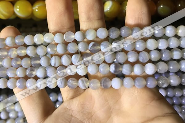 CAA2191 15.5 inches 6mm faceted round banded agate beads