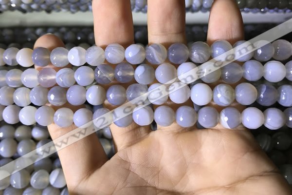 CAA2192 15.5 inches 8mm faceted round banded agate beads