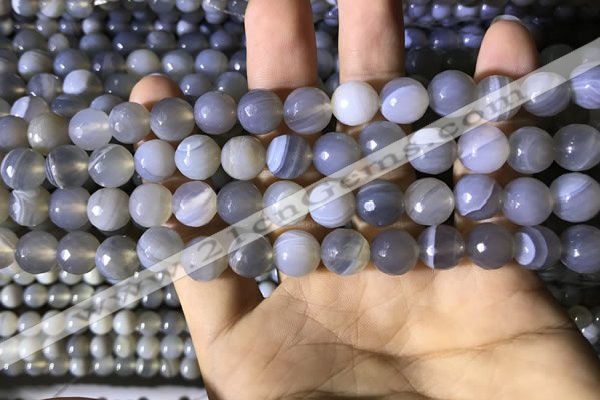 CAA2193 15.5 inches 10mm faceted round banded agate beads