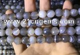 CAA2195 15.5 inches 14mm faceted round banded agate beads