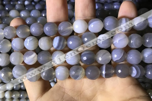 CAA2195 15.5 inches 14mm faceted round banded agate beads