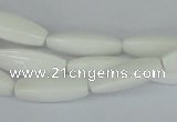 CAA22 15.5 inches 7*20mm faceted rice white agate gemstone beads