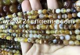 CAA2204 15.5 inches 4mm faceted round banded agate beads