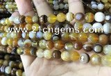 CAA2206 15.5 inches 8mm faceted round banded agate beads