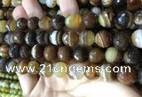 CAA2209 15.5 inches 14mm faceted round banded agate beads