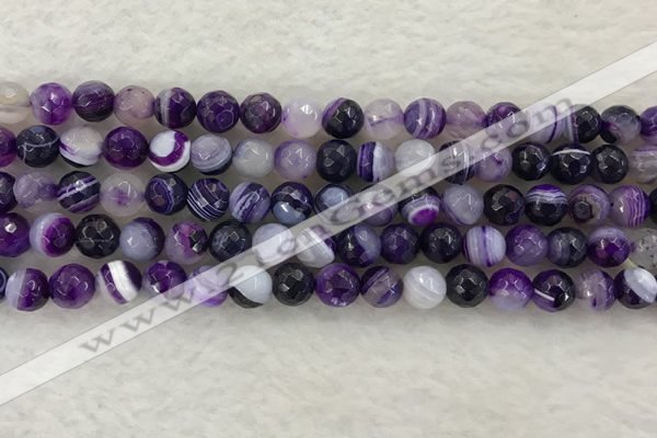 CAA2213 15.5 inches 8mm faceted round banded agate beads