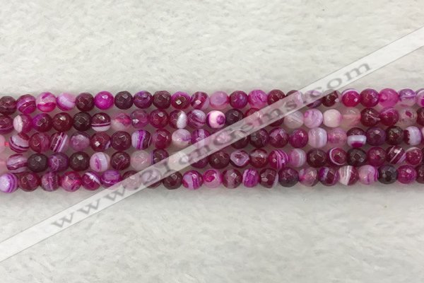 CAA2218 15.5 inches 4mm faceted round banded agate beads