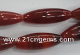 CAA222 15.5 inches 10*30mm rice red agate gemstone beads