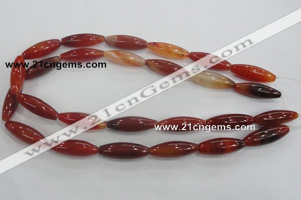 CAA222 15.5 inches 10*30mm rice red agate gemstone beads