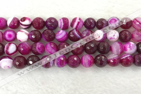 CAA2222 15.5 inches 12mm faceted round banded agate beads