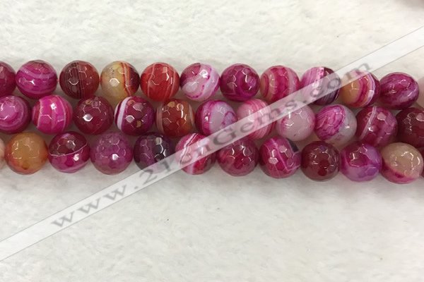 CAA2223 15.5 inches 14mm faceted round banded agate beads