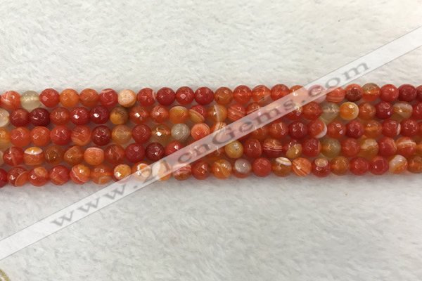 CAA2225 15.5 inches 4mm faceted round banded agate beads