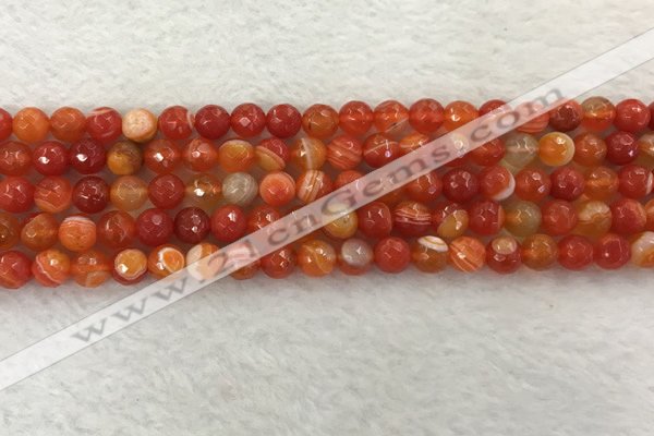 CAA2226 15.5 inches 6mm faceted round banded agate beads