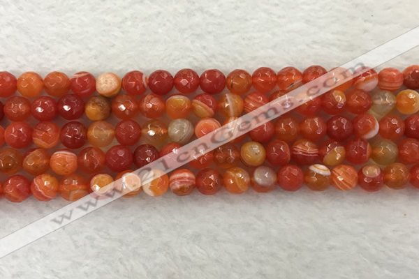 CAA2227 15.5 inches 8mm faceted round banded agate beads