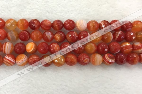 CAA2229 15.5 inches 12mm faceted round banded agate beads