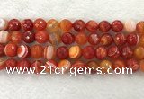 CAA2230 15.5 inches 14mm faceted round banded agate beads