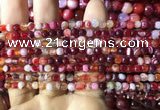 CAA2232 15.5 inches 4mm faceted round banded agate beads