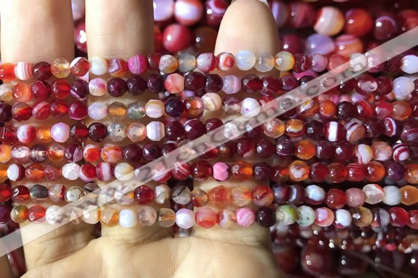 CAA2232 15.5 inches 4mm faceted round banded agate beads