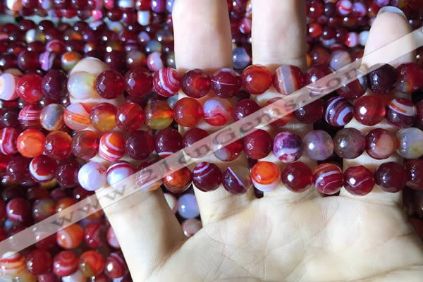 CAA2234 15.5 inches 8mm faceted round banded agate beads