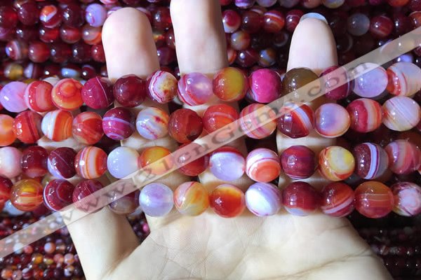 CAA2235 15.5 inches 10mm faceted round banded agate beads