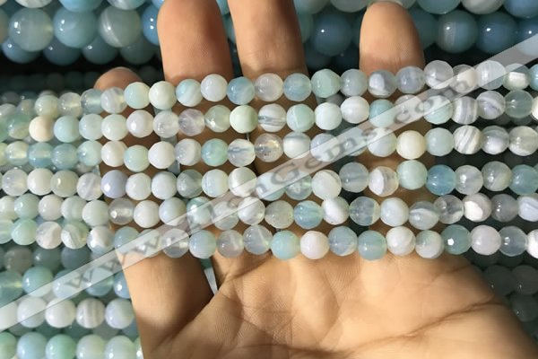 CAA2239 15.5 inches 4mm faceted round banded agate beads