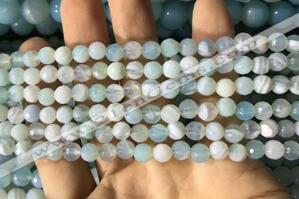 CAA2240 15.5 inches 6mm faceted round banded agate beads