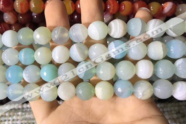 CAA2244 15.5 inches 14mm faceted round banded agate beads