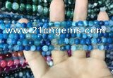 CAA2249 15.5 inches 4mm faceted round banded agate beads