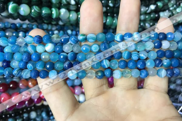 CAA2249 15.5 inches 4mm faceted round banded agate beads