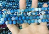 CAA2251 15.5 inches 8mm faceted round banded agate beads