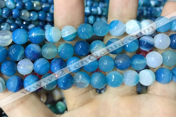 CAA2254 15.5 inches 14mm faceted round banded agate beads