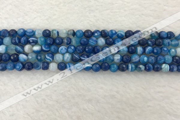 CAA2256 15.5 inches 4mm faceted round banded agate beads