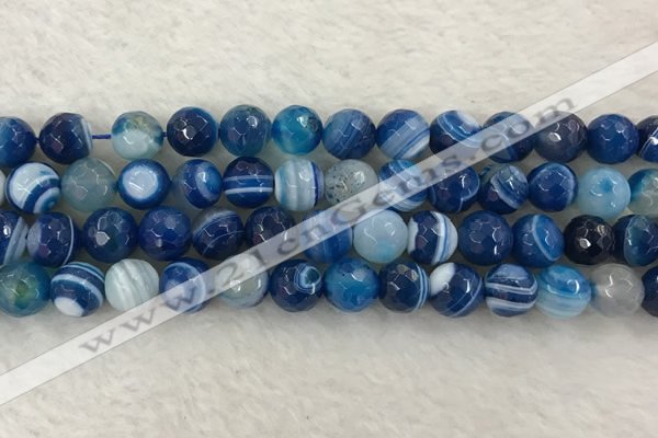 CAA2259 15.5 inches 10mm faceted round banded agate beads