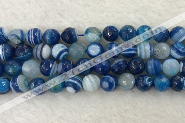 CAA2261 15.5 inches 14mm faceted round banded agate beads