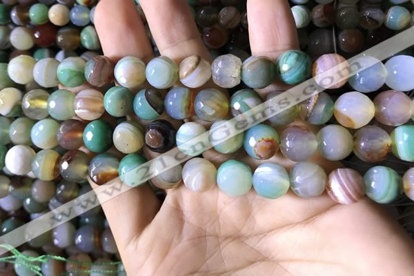 CAA2266 15.5 inches 10mm faceted round banded agate beads