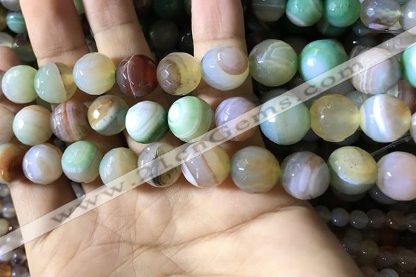 CAA2268 15.5 inches 14mm faceted round banded agate beads