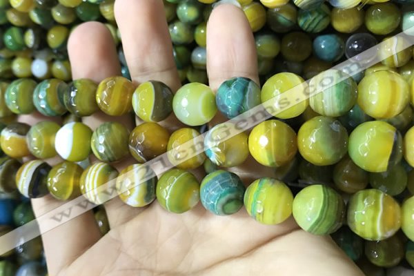 CAA2274 15.5 inches 12mm faceted round banded agate beads