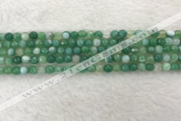 CAA2277 15.5 inches 4mm faceted round banded agate beads