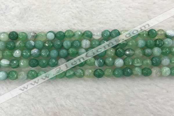 CAA2278 15.5 inches 6mm faceted round banded agate beads
