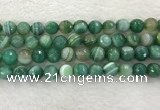 CAA2281 15.5 inches 12mm faceted round banded agate beads