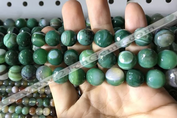 CAA2289 15.5 inches 12mm faceted round banded agate beads