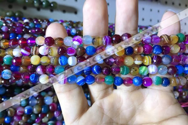 CAA2292 15.5 inches 4mm faceted round banded agate beads