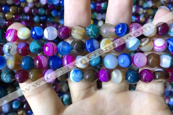 CAA2295 15.5 inches 10mm faceted round banded agate beads