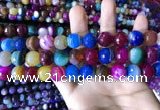 CAA2297 15.5 inches 14mm faceted round banded agate beads